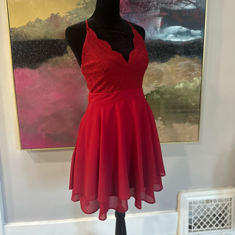 Windsor Radiant Red Lace Mini Dress